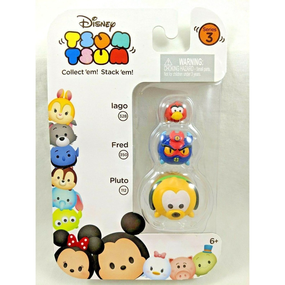 Disney Tsum Tsum Series 3 Figures Multicolor Iago Fred Pluto 3 Pack NEW